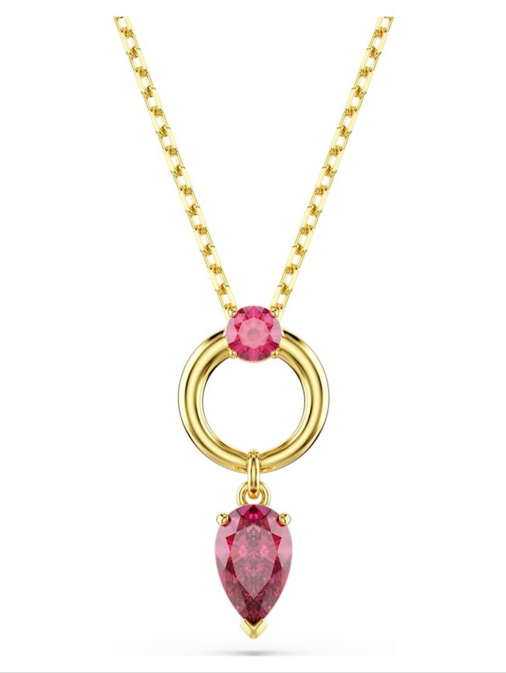 Swarovski Mesmera Pendant Necklace – Red Crystals, 18K Gold Finish